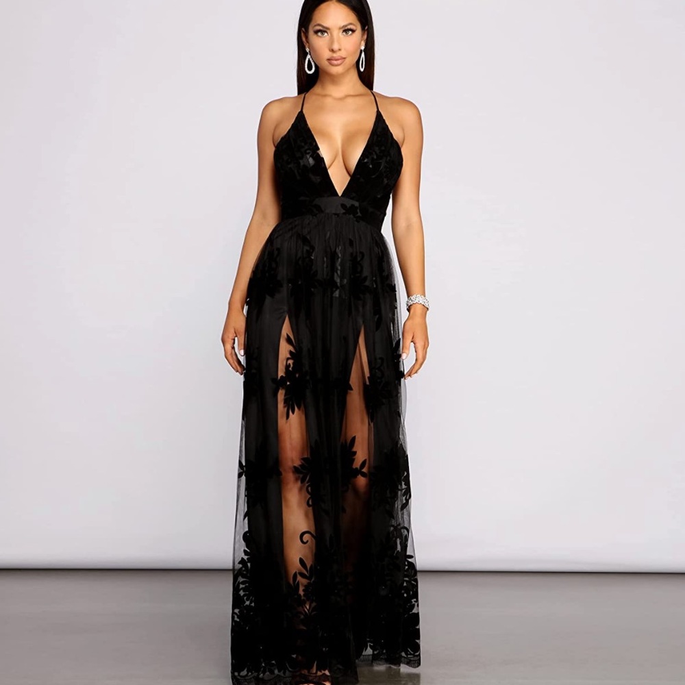 Windsor Morgan formal flocked velvet Dress